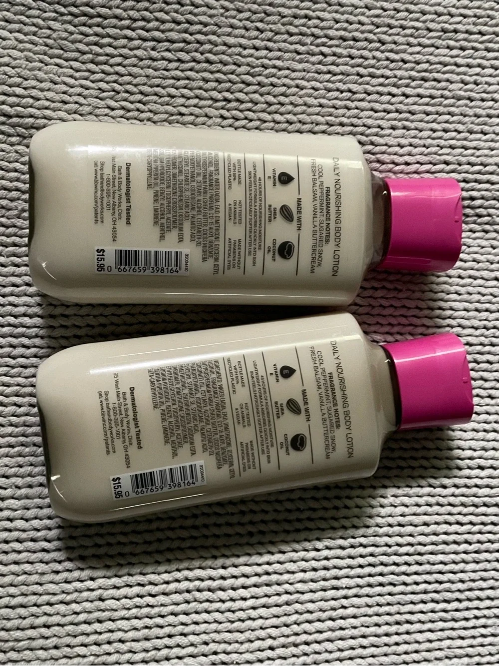 Bath & Body Works Twisted Peppermint Body Lotion - Pink Caps